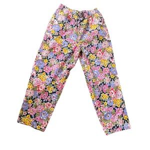 VTG Lindsay Blake Floral 100% cotton Lantern Cropped High Waist Pants M